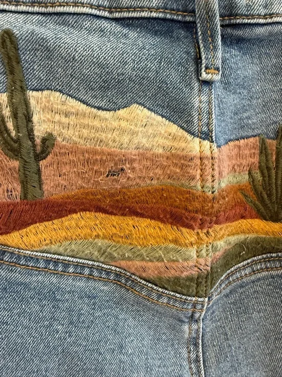 NWT DRIFTWOOD x Free People Farrah Sunset Embroidered Flare Leg Jeans Sz32 Boho - Picture 5 of 7